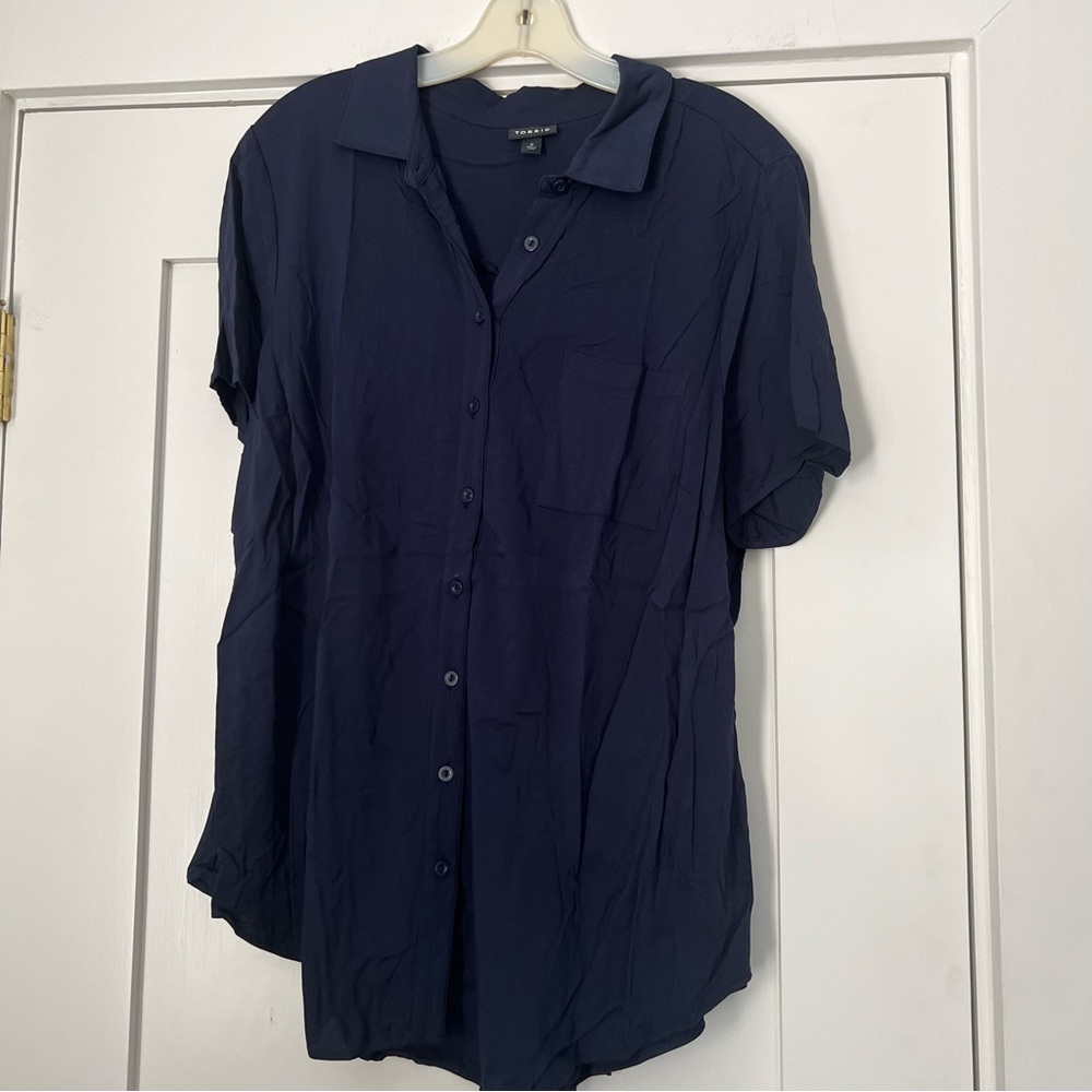 Navy button down torrid blouse